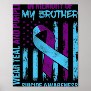 Poster Turquoise Violet Ruban Suicide Sensibilisation Ind