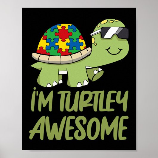 Poster Turtle Awesome Autism Awareness Puzzle Piece (Devant)