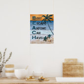 Poster Turtle B.E.A.C.H Inspiration et motivation (Cuisine)
