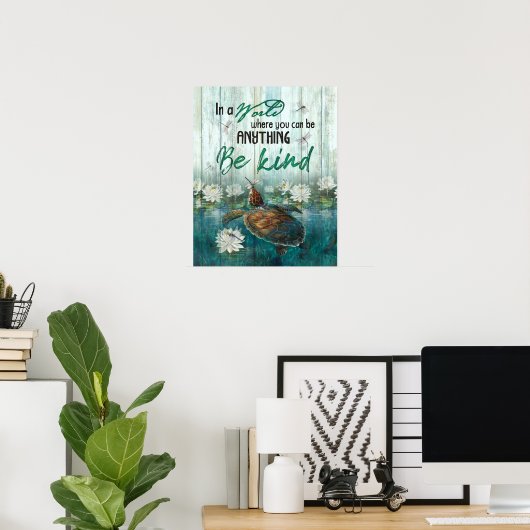 Poster Turtle Be Kind Inspiration & Motivational (Bureau à domicile)