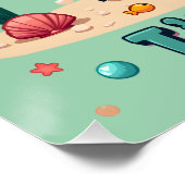 Poster Turtle Kawaii mignonne avec jeu amusant Océan (Coin)