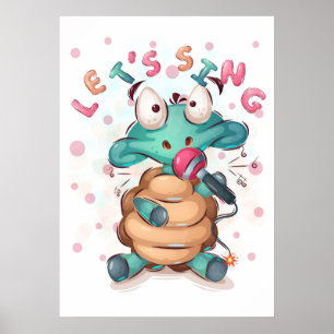 Poster Turtle Lover La Tortue Mignonne Chante