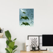 Poster Turtle Wall Art, Happy Turtle in the Rain Art (Bureau à domicile)