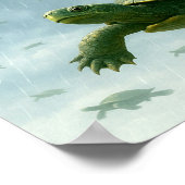 Poster Turtle Wall Art, Happy Turtle in the Rain Art (Coin)