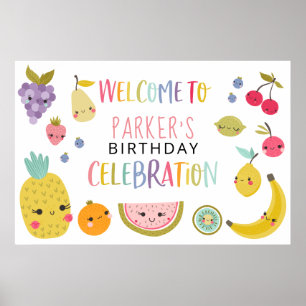 Poster Tutti Frutti Rainbow Birthday Party Welcome Banner