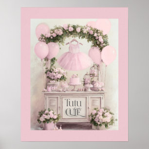 Poster Tutu Cute Ballet Rose Ballerina Thème pour filles