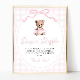 Poster Tutu Rose Ours en Peluche Baby Shower Tirage Couch