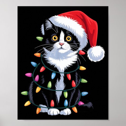 Poster Tuxedo Cat Meow Santa Tuxie Christmas Tree  (Devant)