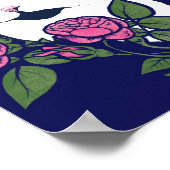 Poster Tuxedo Cat Peony Floral Art Tuxie Cats (Coin)