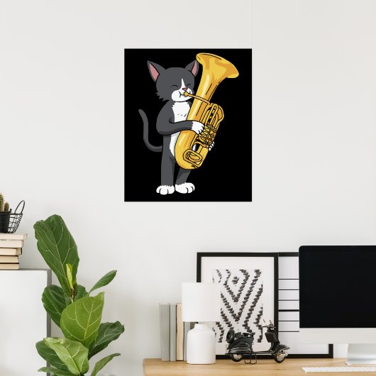 Poster Tuxedo Cat Tuba Cadeaux Femmes Hommes Marching Ban (Bureau à domicile)