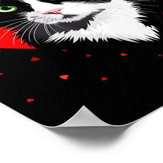 Poster Tuxedo Cat Valentine Heart For Kitten And Animal L (Coin)