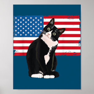 Poster Tuxedo Chat 4 juillet Patriotique Cadeaux Adultes 