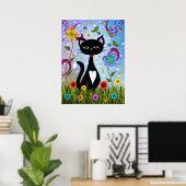 Poster Tuxedo Chat Assis Dans Un Jardin (Bureau à domicile)