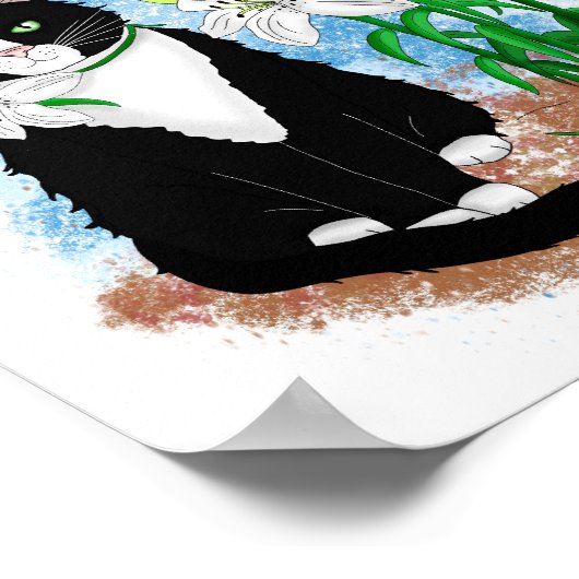 Poster Tuxedo Chat et Lilies | Devis inspirant (Coin)
