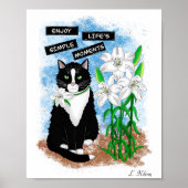 Poster Tuxedo Chat et Lilies | Devis inspirant (Devant)