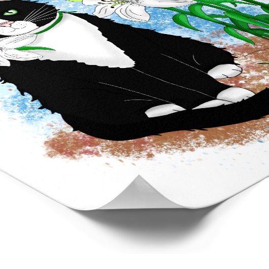 Poster Tuxedo Chat et Lilies | Devis inspirant (Coin)