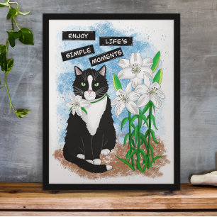 Poster Tuxedo Chat et Lilies   Devis inspirant