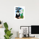 Poster Tuxedo Chat et Lilies | Devis inspirant (Bureau à domicile)
