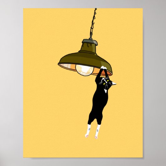 Poster Tuxedo Chat suspendu sur la lampe (Devant)