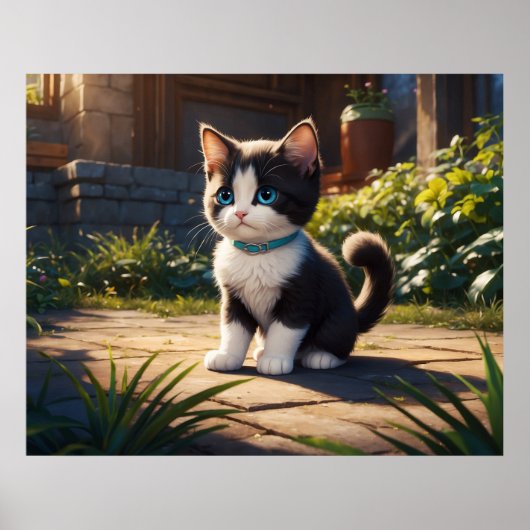 Poster *~* Tuxedo Garden Kitty Chat 5:4 Feline Kitten (Devant)