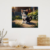 Poster *~* Tuxedo Garden Kitty Chat 5:4 Feline Kitten (Cuisine)