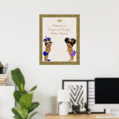 Poster tweeling, sekse openbaren, goud, glitter (Thuiskantoor)