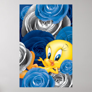 Poster TWEETY™ avec des roses