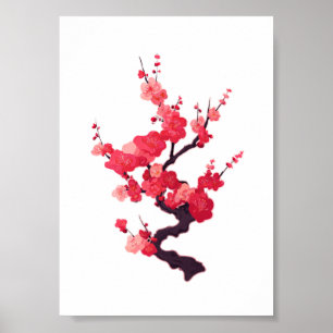 Poster Twig de cerisier japonais rose délicat
