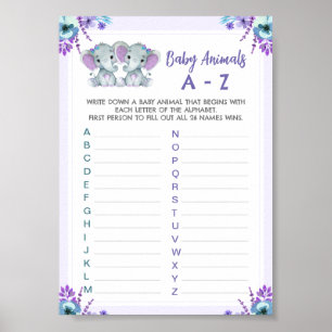 Poster Twin Baby Animal Jeu Douche Jeu Deux Eléphants