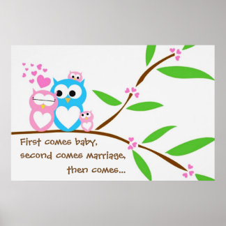 Poster Twin Baby Girl Owl avec texte Customisé