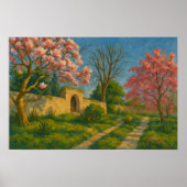 Poster Twin Blossoms - Peinture sur le chemin de jardin p (Devant)