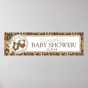 Poster Twin Boys Bow Cravate Cheetah Imprimer Baby shower