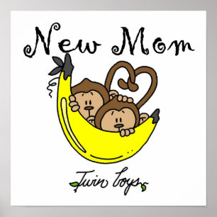 Poster Twin Boys New Mom Cadeaux