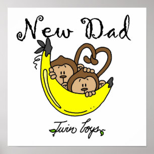 Poster Twin Boys Singes Nouveau Papa Cadeaux