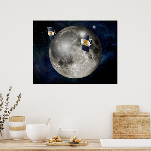 Poster Twin Grail Spacecraft Orbitant La Lune. (Cuisine)