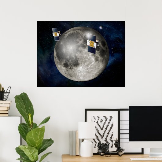 Poster Twin Grail Spacecraft Orbitant La Lune. (Bureau à domicile)