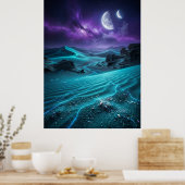 Poster Twin Moon Alien Desert Glow (Cuisine)