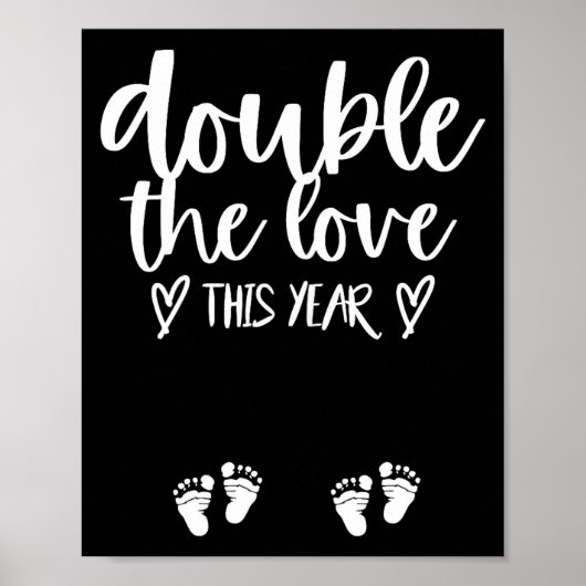 Poster Twin Pregnancy Valentines Day Baby Announcement  (Devant)