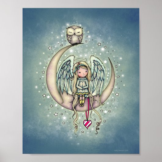 Poster Twinkle Little Angel et Hibou Illustration d'Art (Devant)