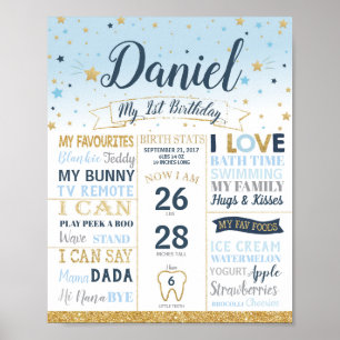 Poster Twinkle Little Star 1er Anniversaire Jalons Statis