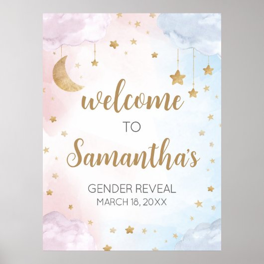 Poster Twinkle Little Star Gender Reveal Welcome Sign (Devant)