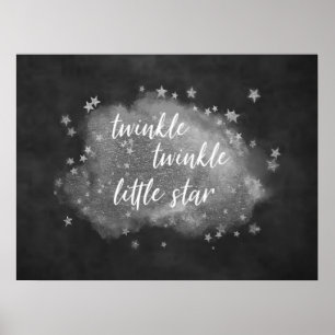 Poster Twinkle Little Star   Gris de charbon et argent