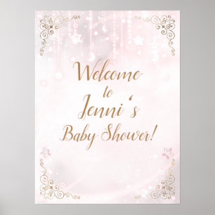 Poster Twinkle little Star Rose Gold Baby Shower