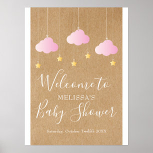 Poster Twinkle Twinkle Baby Girl  Shower Boho Welcome