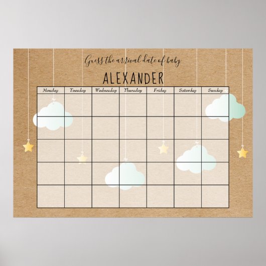 Poster Twinkle Twinkle Devinez la Date Prévue Rustique (Devant)