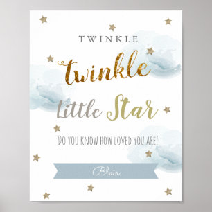 Poster Twinkle Twinkle Little Star Art pour nurserie bleu