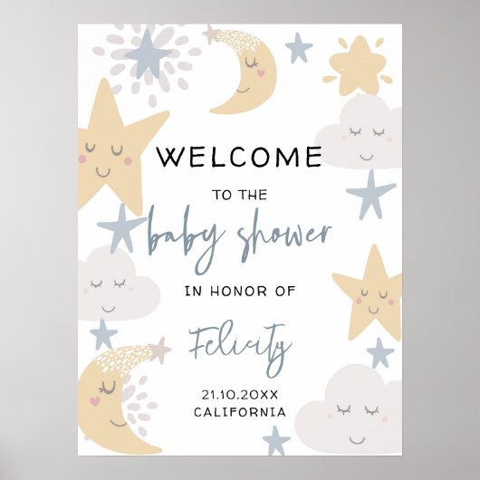 Poster Twinkle Twinkle Little Star Baby shower Bienvenue (Devant)