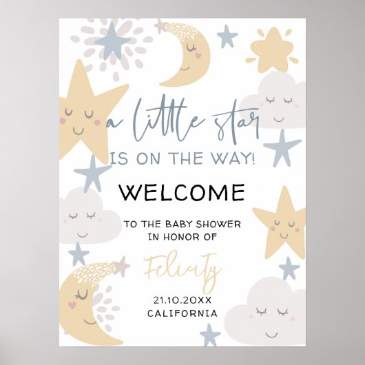 Poster Twinkle Twinkle Little Star Baby shower Bienvenue (Devant)