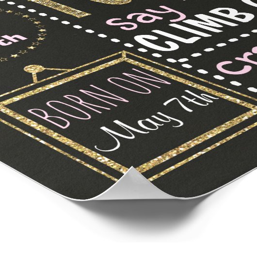 Poster Twinkle Twinkle Little star Chalboard d'anniversai (Coin)