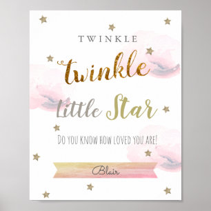 Poster Twinkle Twinkle Little Star Pink Nursery Art